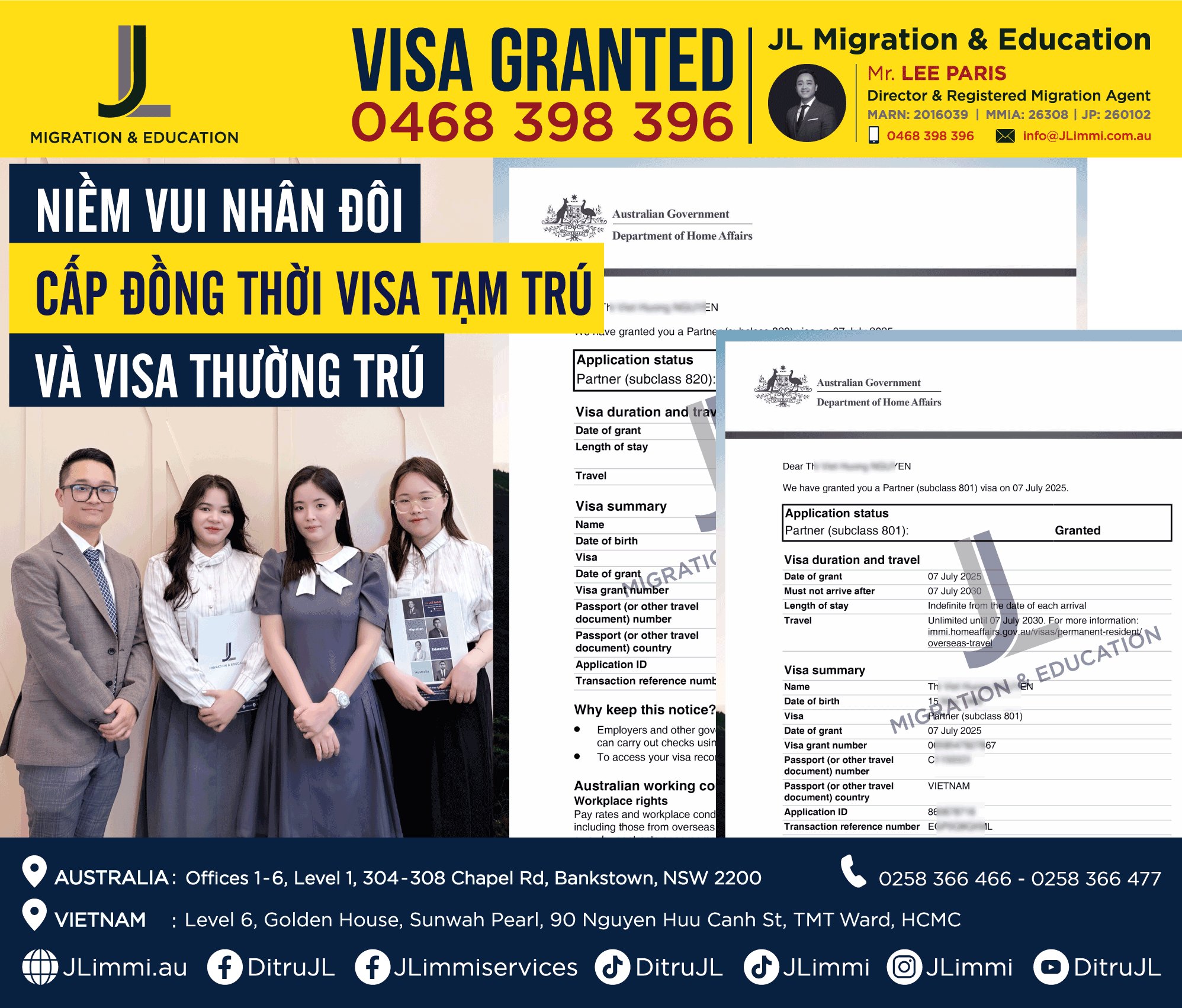 Niềm vui nhân đôi - cấp đồng thời Visa tạm trú và Visa thường trú